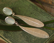 Load image into Gallery viewer, Aquamarine Leaf Drop Statement Earrings
