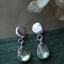 Load image into Gallery viewer, Cobble Stone Earrings with Peridot in Sterling silver
