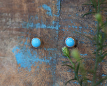 Load image into Gallery viewer, Sterling silver and gold turquoise studs
