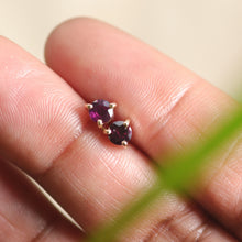 Load image into Gallery viewer, Grape Garnet Mixed Metal Stud Earrings
