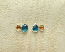 Load image into Gallery viewer, Kyanite and Garnet Twin Isle Earrings in Sterling Silver
