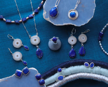 Load image into Gallery viewer, Sterling Silver and Gold Lapis Lazuli Stud Earrings
