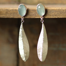 Load image into Gallery viewer, Aquamarine Leaf Drop Statement Earrings
