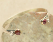 Load image into Gallery viewer, Tourmaline Botanical Cuff Bracelet in Gold and Sterling Silver
