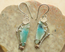 Load image into Gallery viewer, Opalized Wood Earrings in Gold and Silver
