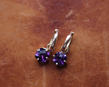 Load image into Gallery viewer, Amethyst Hoop Earrings in Gold
