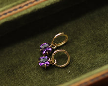 Load image into Gallery viewer, Amethyst Hoop Earrings in Gold
