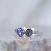 Load image into Gallery viewer, Twin Isle Ring with Tanzanite and Alexandrite in Gold and Silver
