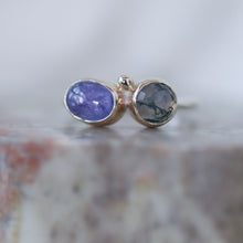 Load image into Gallery viewer, Twin Isle Ring with Tanzanite and Alexandrite in Gold and Silver
