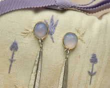 Load image into Gallery viewer, Chalcedony Leaf Dangle Earrings in Gold and Silver
