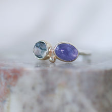 Load image into Gallery viewer, Twin Isle Ring with Tanzanite and Alexandrite in Gold and Silver
