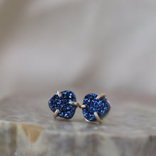 Load image into Gallery viewer, Blue Druzy Studs in Gold and Silver
