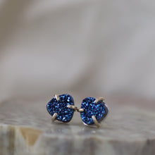 Load image into Gallery viewer, Blue Druzy Studs in Gold and Silver
