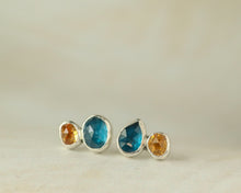 Load image into Gallery viewer, Kyanite and Garnet Twin Isle Earrings in Sterling Silver
