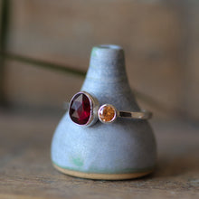 Load image into Gallery viewer, Garnet Twin Isle Sterling Silver Ring  - Size 8
