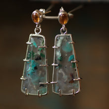 Load image into Gallery viewer, Sterling Silver Garnet and Chalcedony Statement Earrings
