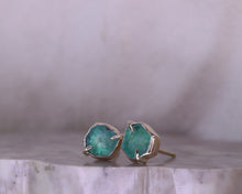 Load image into Gallery viewer, Emerald Stud Earrings in Gold
