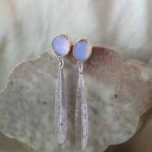 Load image into Gallery viewer, Blue Chalcedony Leaf Drop Earrings in Gold and Sterling Silver

