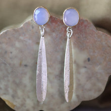 Load image into Gallery viewer, Blue Chalcedony Leaf Drop Earrings in Gold and Sterling Silver
