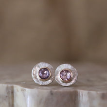 Load image into Gallery viewer, Mini Sapphire Soleil Stud Earrings in Gold and Silver
