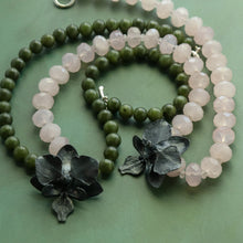 Load image into Gallery viewer, Jade Beaded Orchid Necklace in Sterling Silver
