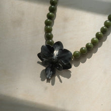 Load image into Gallery viewer, Jade Beaded Orchid Necklace in Sterling Silver
