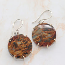 Load image into Gallery viewer, Pietersite Earrings in Gold and Silver
