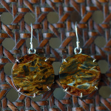Load image into Gallery viewer, Pietersite Earrings in Gold and Silver
