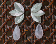 Load image into Gallery viewer, Rose Quartz Foliage Dangle Earrings in Sterling Silver
