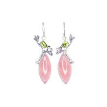 Load image into Gallery viewer, Sphene and Quartz Botanical Statement Earrings in Sterling Silver
