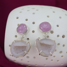 Load image into Gallery viewer, Sterling Silver Kunzite Druzy Stud Earrings
